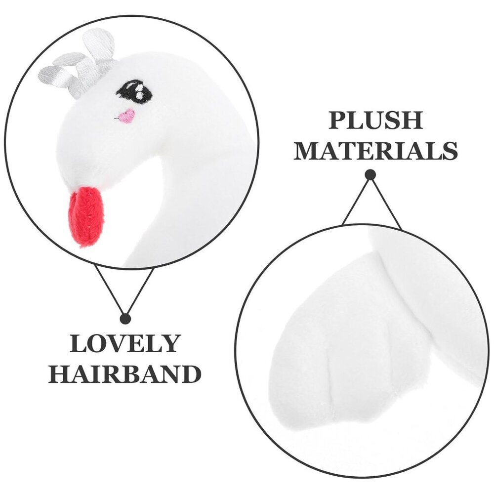 Cute Swan Headband Plush Animal Hair Accessory for Costumes Cosplay Halloween - Picture 2 of 9